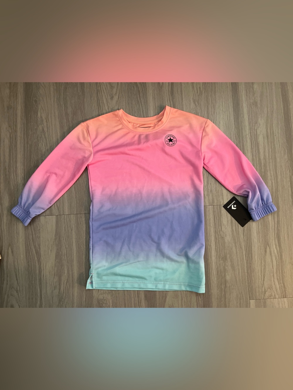 Converse Girls Ombre Long Sleeve Performance Top Pink Purple Size S 8-10 NWT